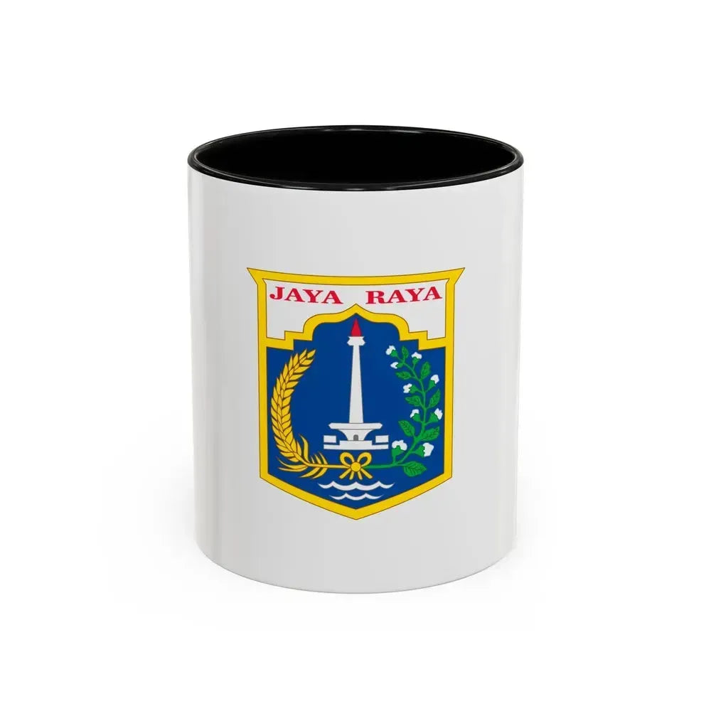 Flag of Jakarta Indonesia - Accent Coffee Mug 11oz Black - Go Mug Yourself
