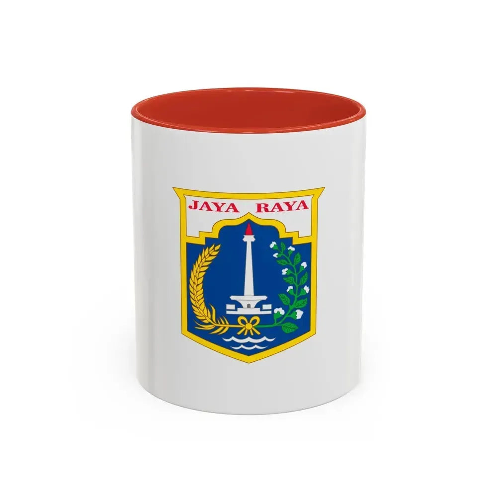 Flag of Jakarta Indonesia - Accent Coffee Mug 11oz Red - Go Mug Yourself