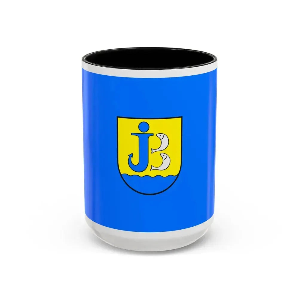 Flag of Jastarnia Poland - Accent Coffee Mug 15oz Black - Go Mug Yourself