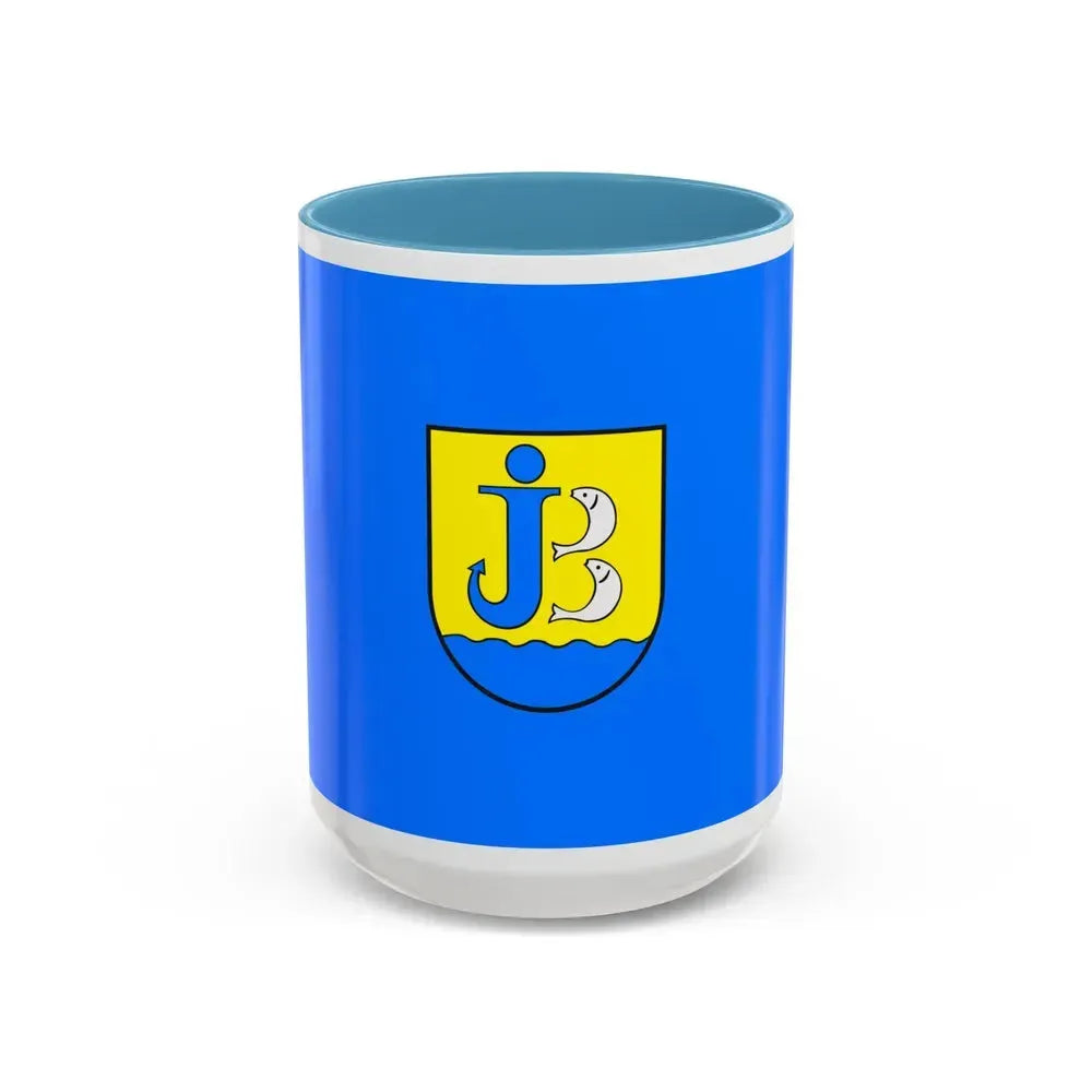 Flag of Jastarnia Poland - Accent Coffee Mug 15oz Light Blue - Go Mug Yourself