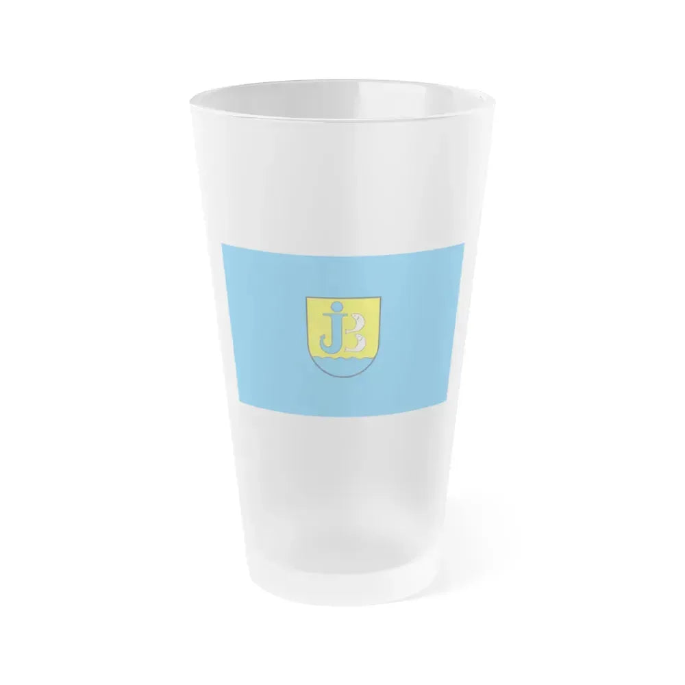Flag of Jastarnia Poland - Frosted Pint Glass 16oz 16oz Frosted - Go Mug Yourself