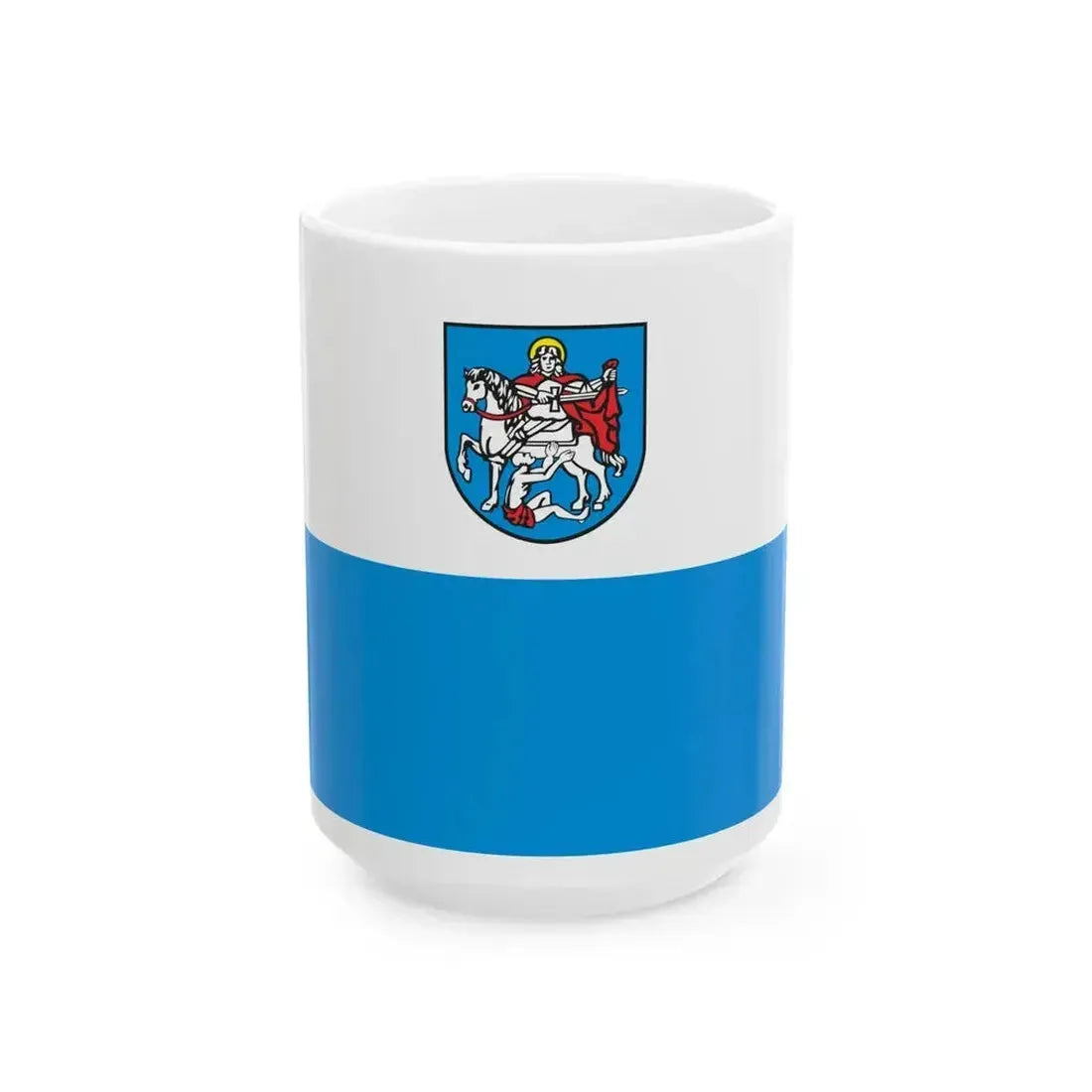 Flag of Jawor with arms (Poland) White Coffee Mug 15oz - Go Mug Yourself