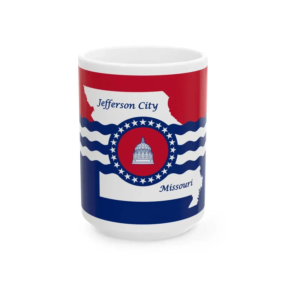 Flag of Jefferson City Missouri (United States) White Coffee Mug 15oz - Go Mug Yourself