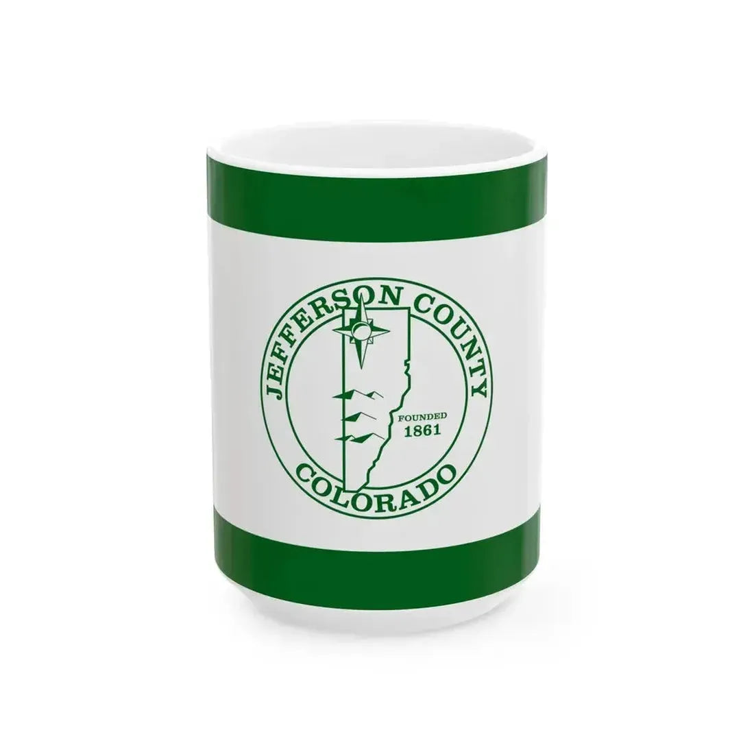 Flag of Jefferson County Colorado (United States) White Coffee Mug 15oz - Go Mug Yourself