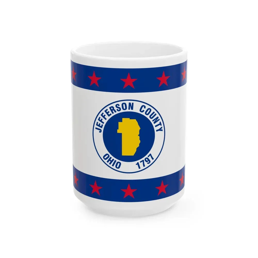 Flag of Jefferson County Ohio (United States) White Coffee Mug 15oz - Go Mug Yourself