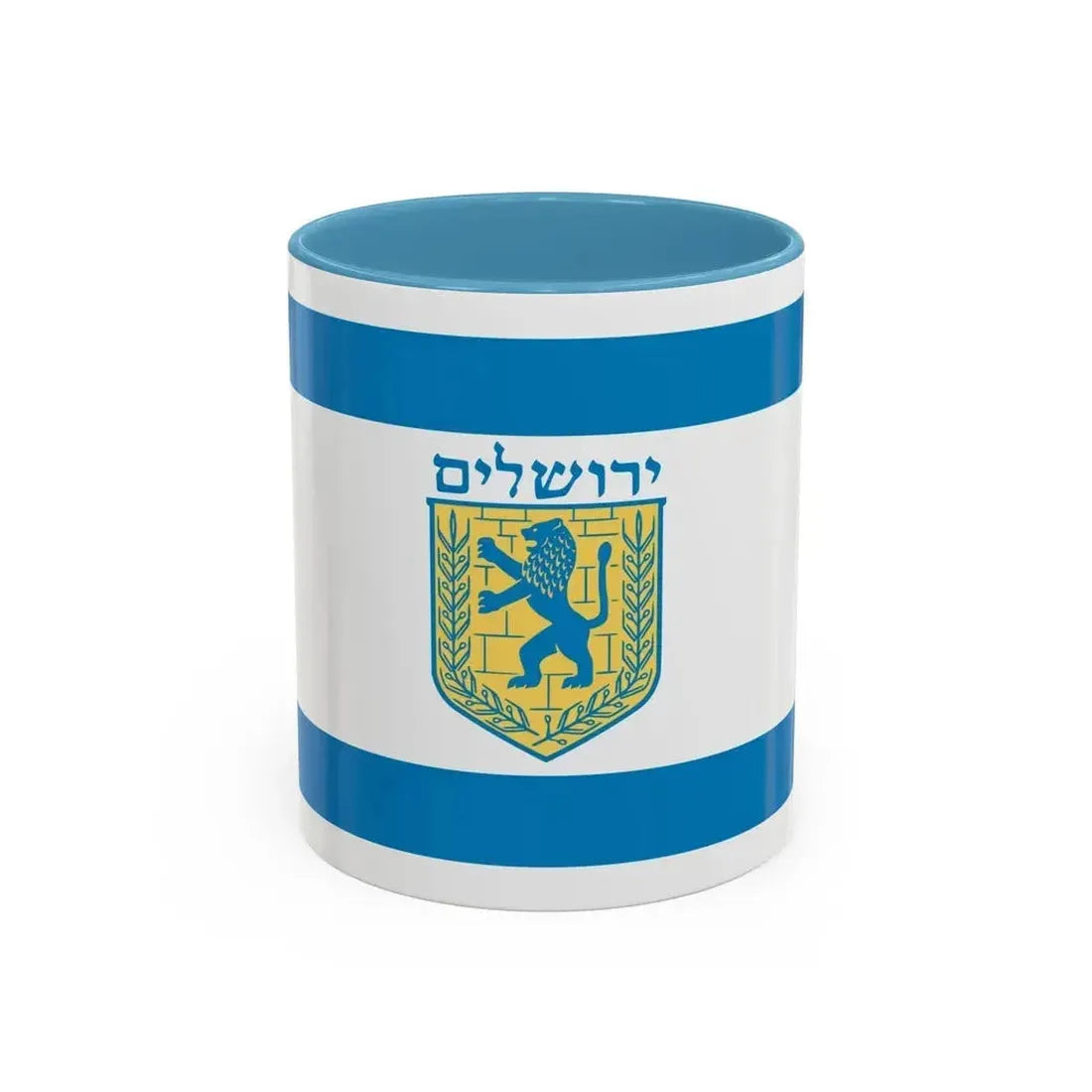 Flag of Jerusalem Israel - Accent Coffee Mug 11oz Light Blue - Go Mug Yourself