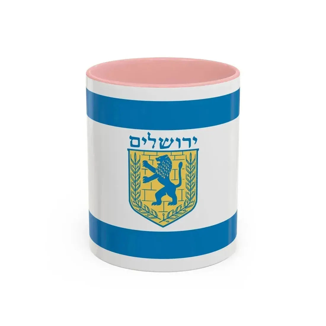 Flag of Jerusalem Israel - Accent Coffee Mug 11oz Pink - Go Mug Yourself