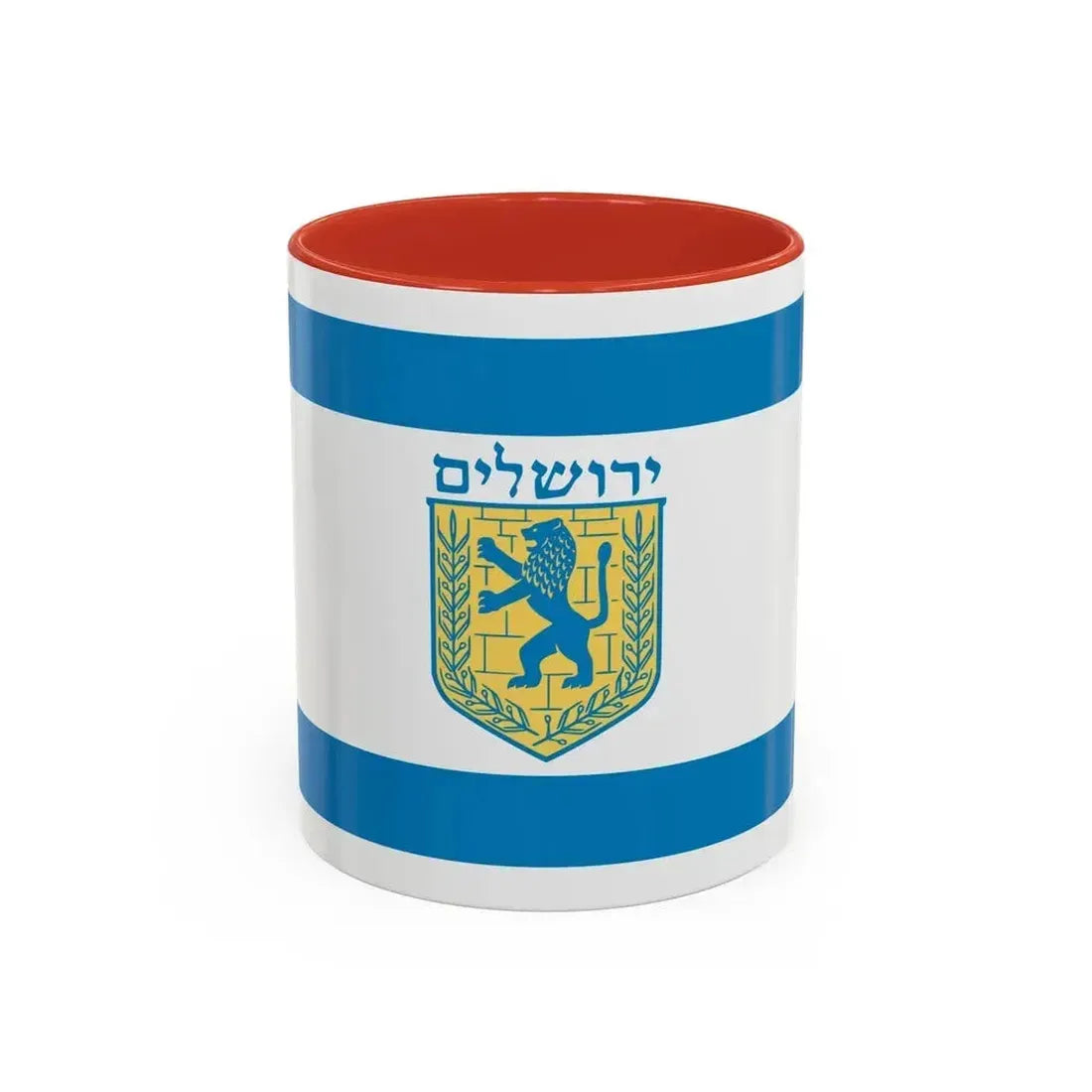 Flag of Jerusalem Israel - Accent Coffee Mug 11oz Red - Go Mug Yourself
