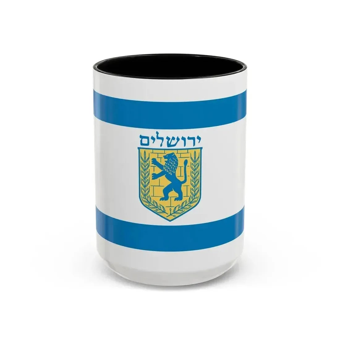 Flag of Jerusalem Israel - Accent Coffee Mug 15oz Black - Go Mug Yourself