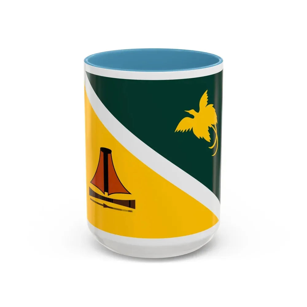 Flag of Jiwaka Papa New Guinea - Accent Coffee Mug 15oz Light Blue - Go Mug Yourself