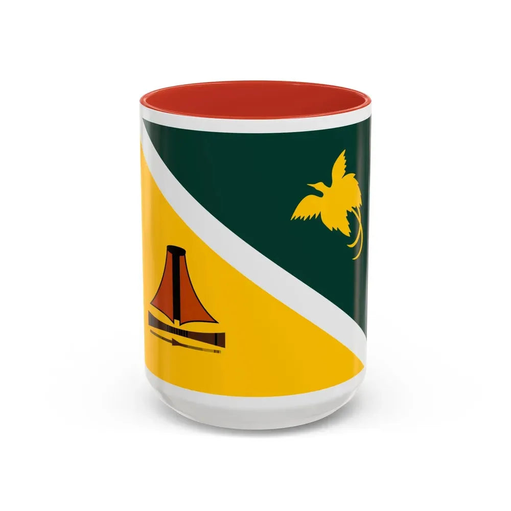 Flag of Jiwaka Papa New Guinea - Accent Coffee Mug 15oz Red - Go Mug Yourself