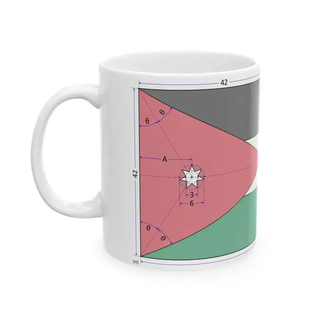 Flag of Jordan construction sheet (Jordan) White Coffee Mug - Go Mug Yourself