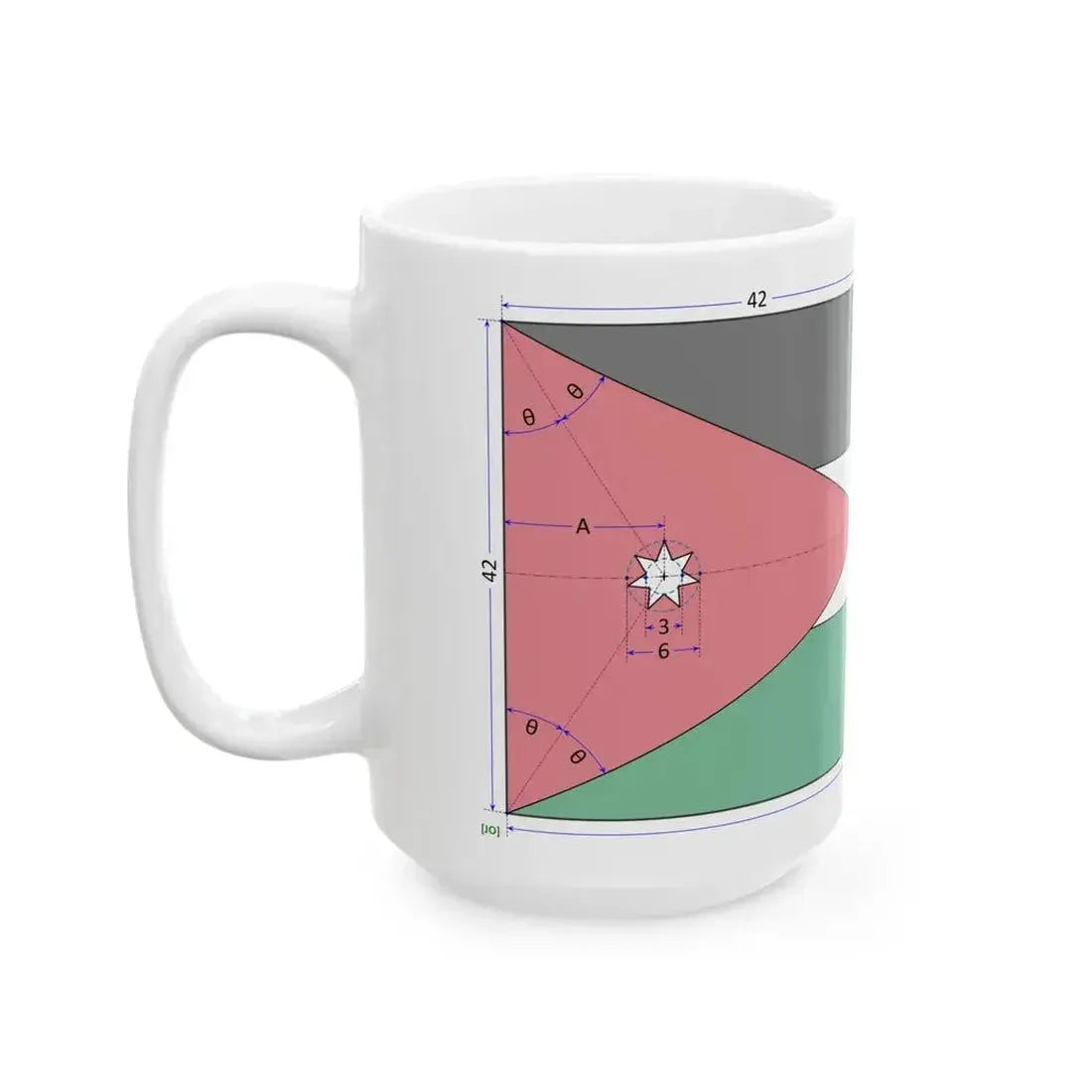 Flag of Jordan construction sheet (Jordan) White Coffee Mug - Go Mug Yourself