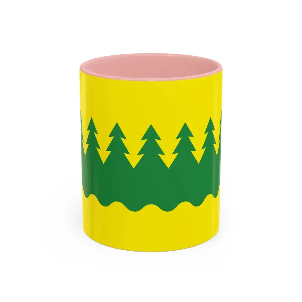 Flag of Kainuu Finland - Accent Coffee Mug 11oz Pink - Go Mug Yourself