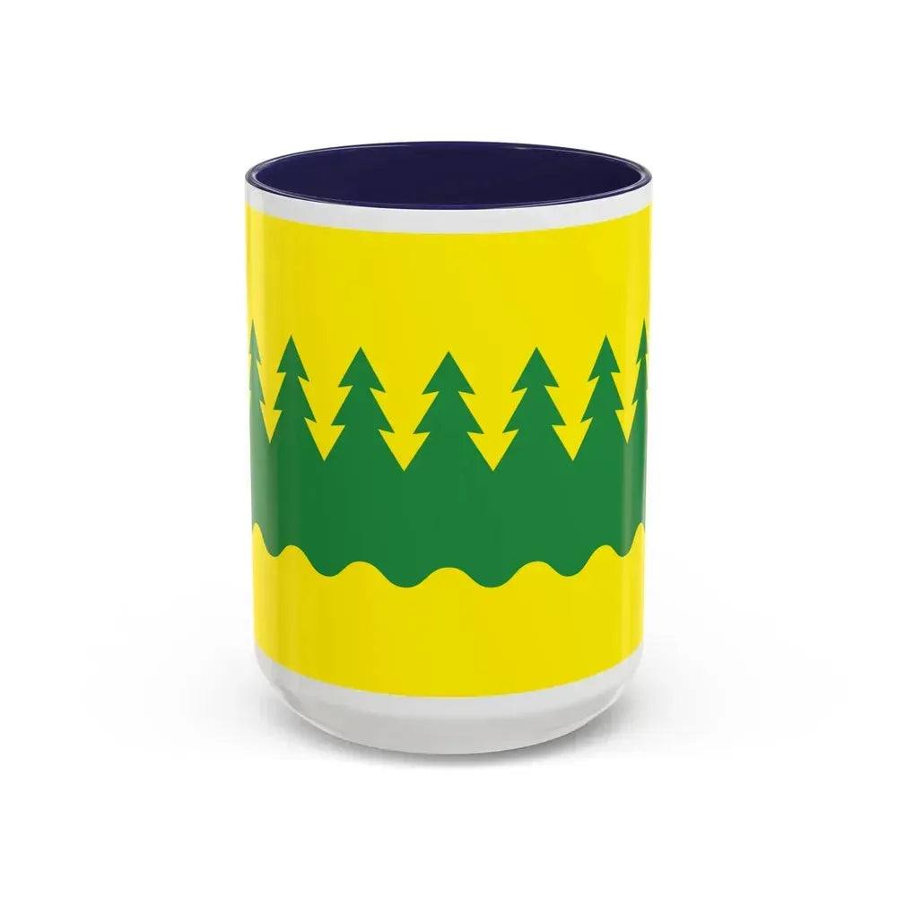 Flag of Kainuu Finland - Accent Coffee Mug 15oz Navy - Go Mug Yourself