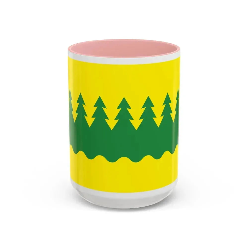 Flag of Kainuu Finland - Accent Coffee Mug 15oz Pink - Go Mug Yourself