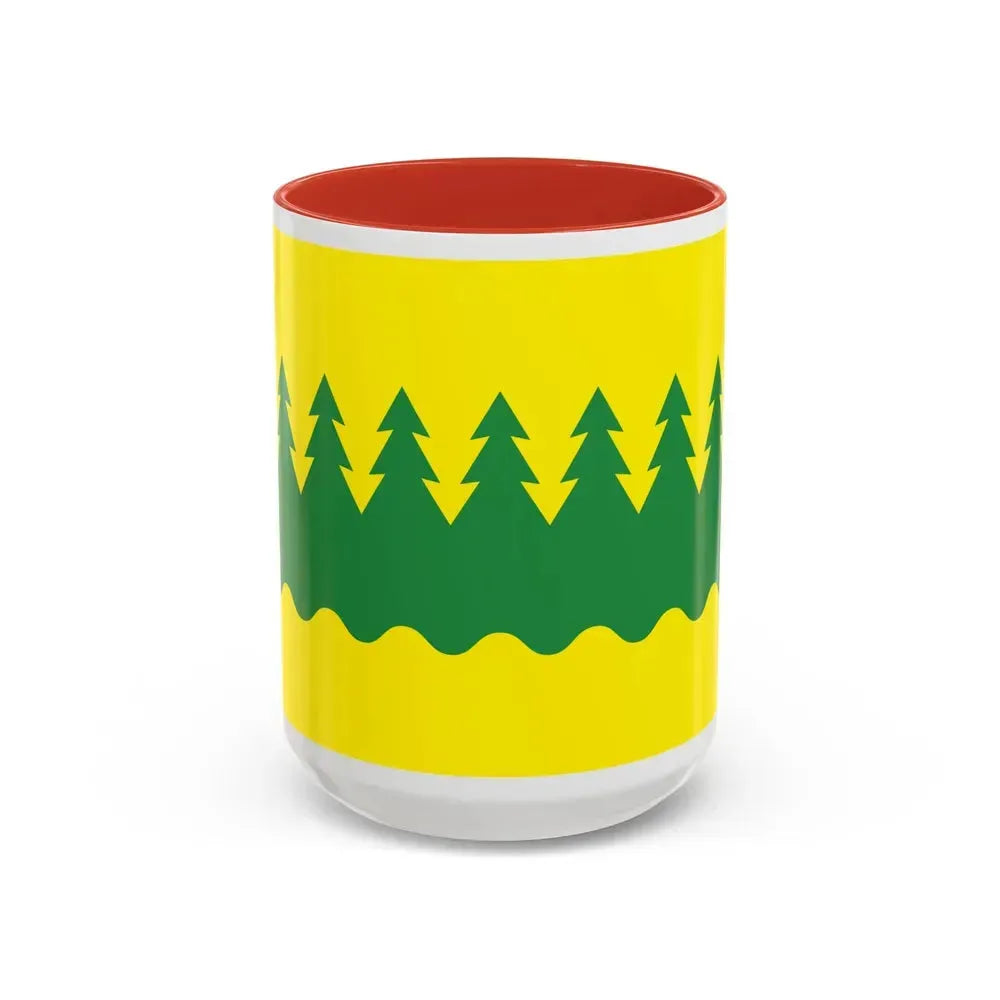 Flag of Kainuu Finland - Accent Coffee Mug 15oz Red - Go Mug Yourself