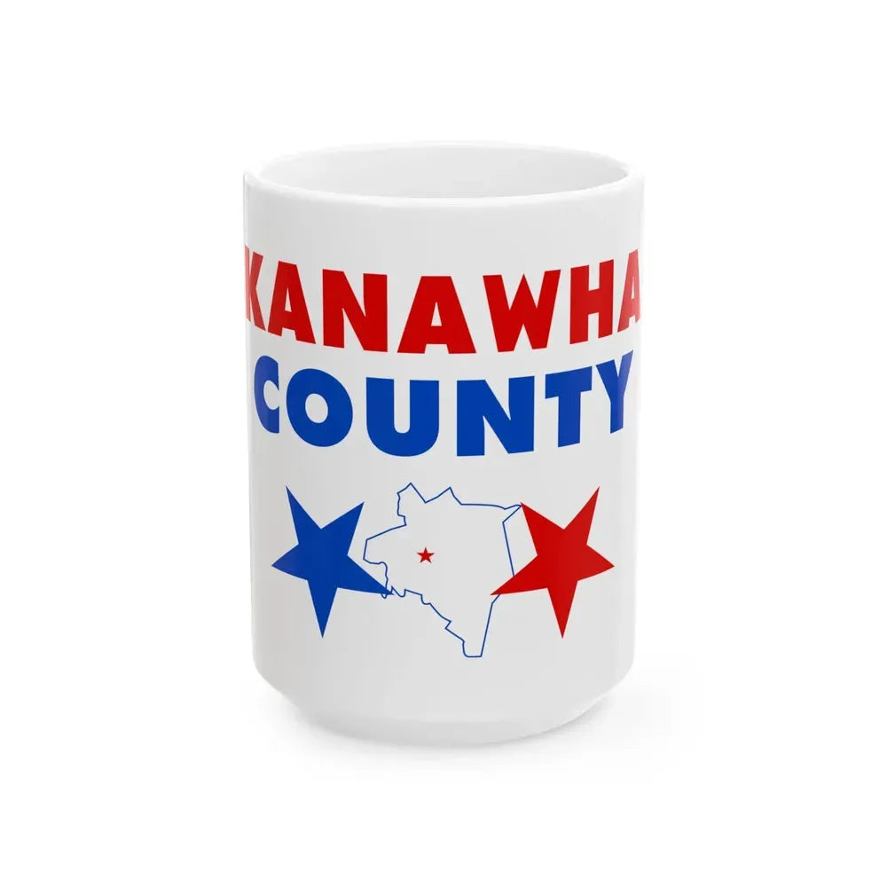 Flag of Kanawha County West Virginia (United States) White Coffee Mug 15oz - Go Mug Yourself
