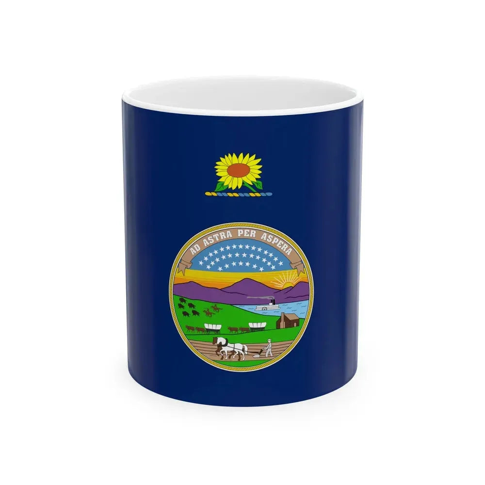 Flag of Kansas 1927-1961 (United States) White Coffee Mug 11oz - Go Mug Yourself