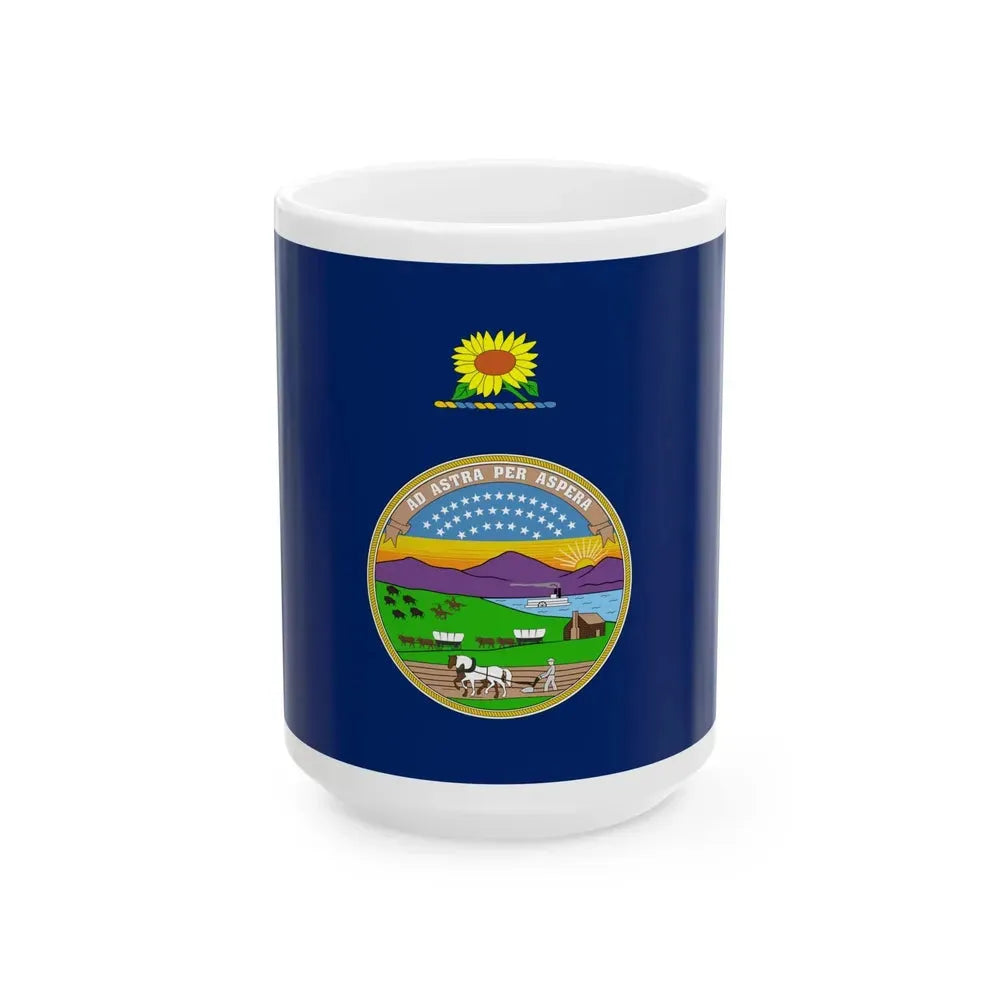 Flag of Kansas 1927-1961 (United States) White Coffee Mug 15oz - Go Mug Yourself