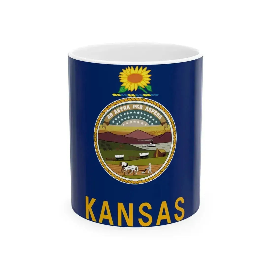 Flag of Kansas State (United States) White Coffee Mug 11oz - Go Mug Yourself