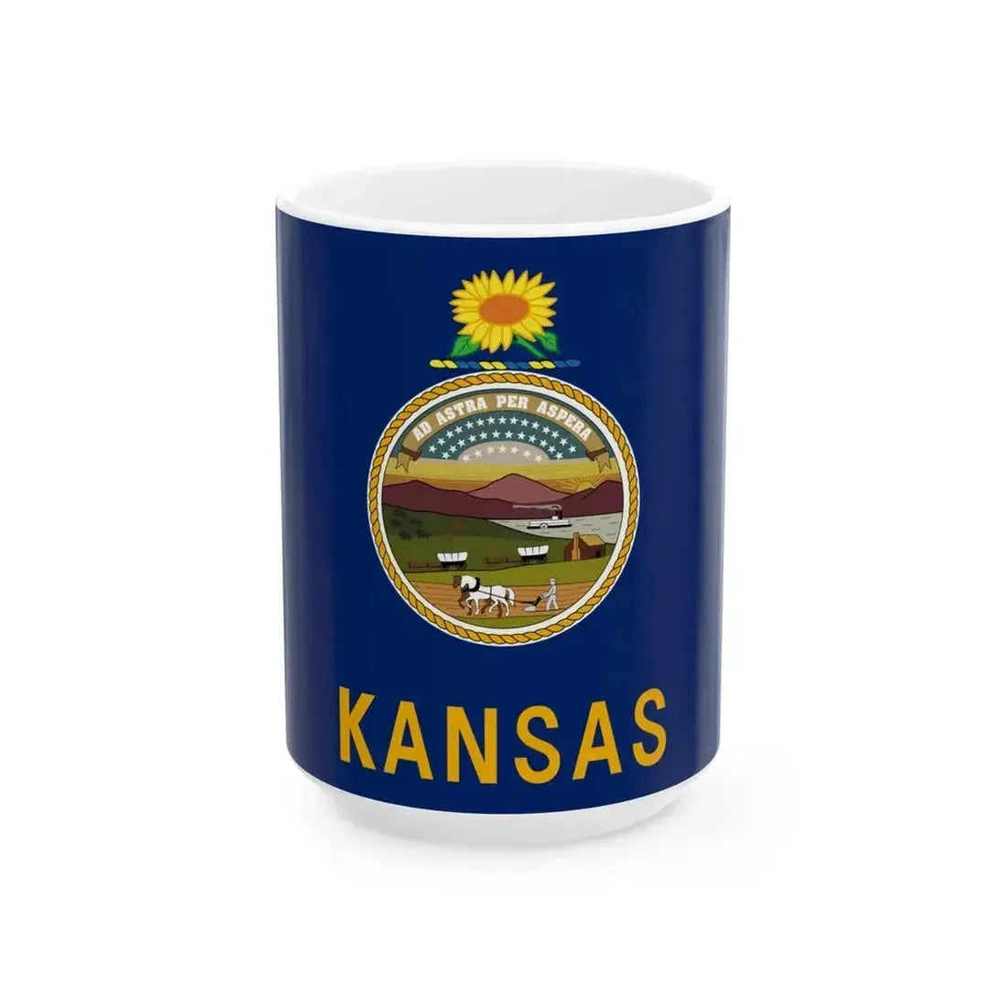 Flag of Kansas State (United States) White Coffee Mug 15oz - Go Mug Yourself