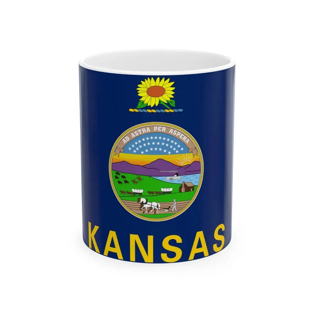 Flag of Kansas (United States) White Coffee Mug 11oz - Go Mug Yourself