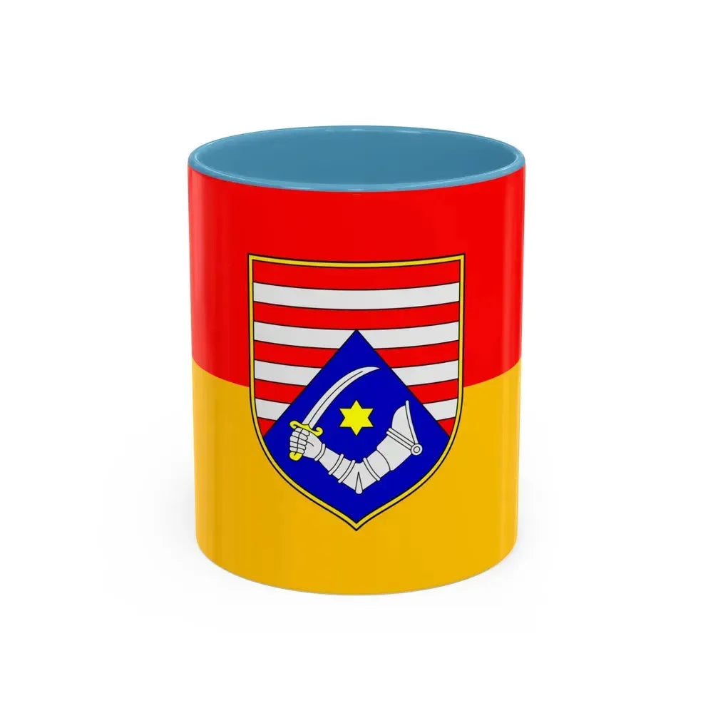 Flag of Karlovac County Croatia - Accent Coffee Mug 11oz Light Blue - Go Mug Yourself