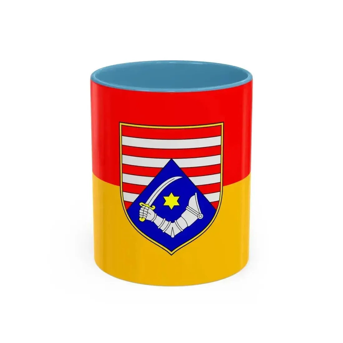 Flag of Karlovac County Croatia - Accent Coffee Mug 11oz Light Blue - Go Mug Yourself