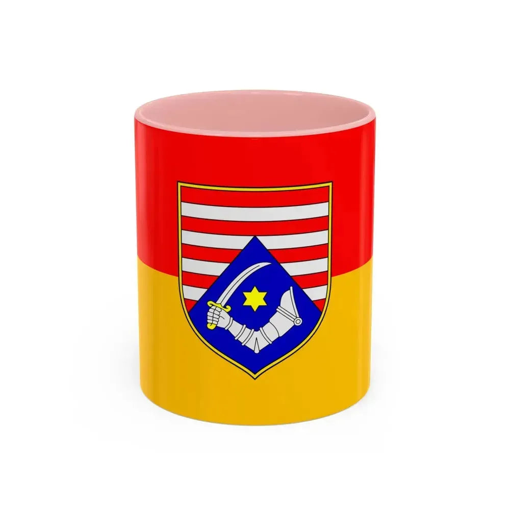 Flag of Karlovac County Croatia - Accent Coffee Mug 11oz Pink - Go Mug Yourself