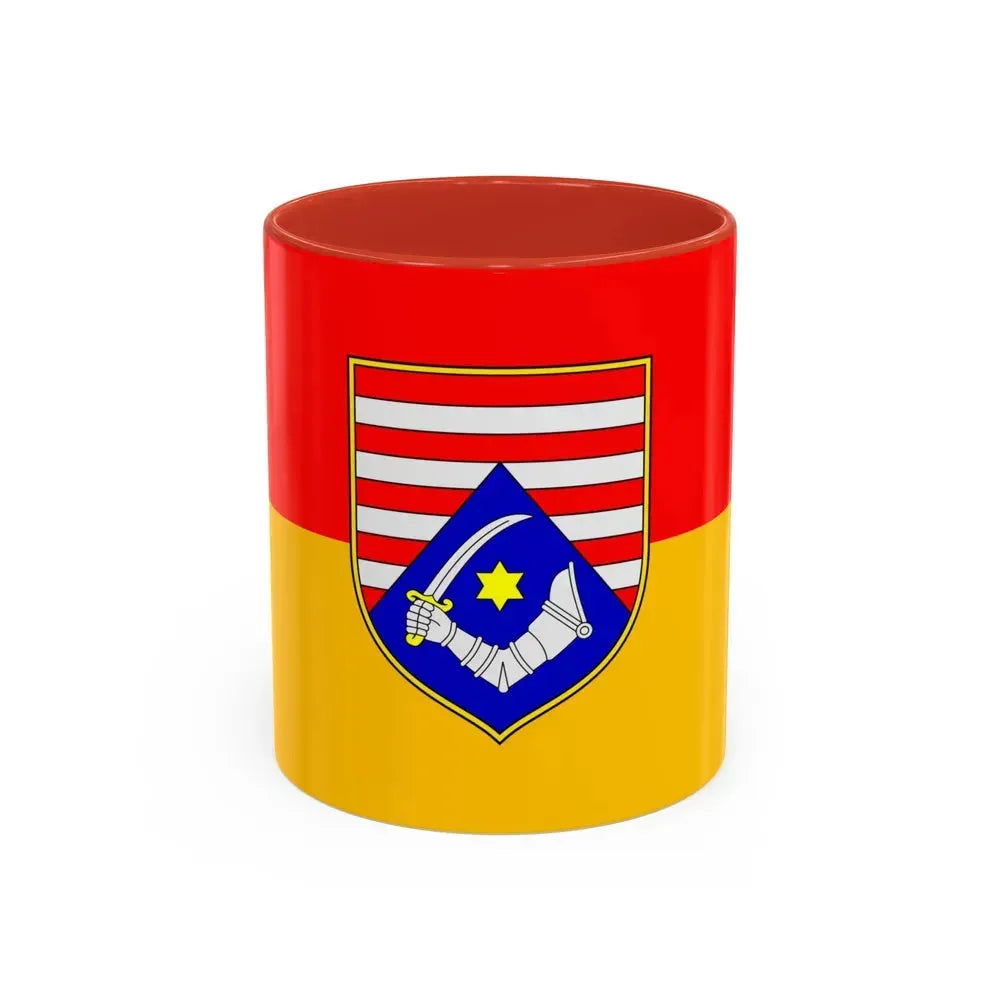 Flag of Karlovac County Croatia - Accent Coffee Mug 11oz Red - Go Mug Yourself