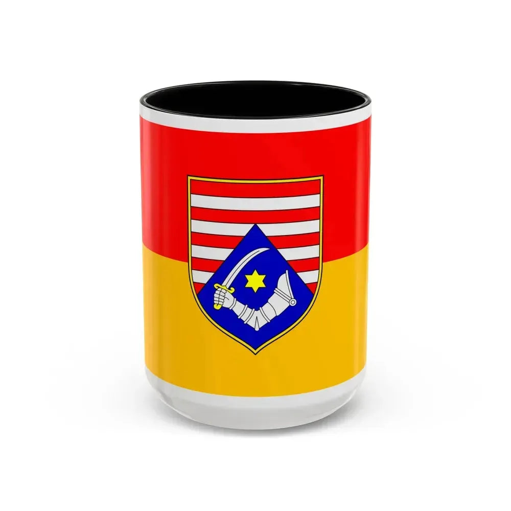 Flag of Karlovac County Croatia - Accent Coffee Mug 15oz Black - Go Mug Yourself