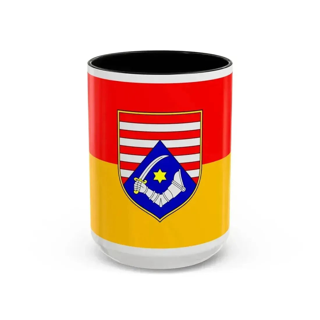 Flag of Karlovac County Croatia - Accent Coffee Mug 15oz Black - Go Mug Yourself