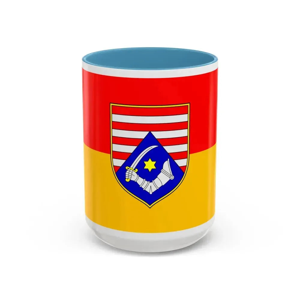 Flag of Karlovac County Croatia - Accent Coffee Mug 15oz Light Blue - Go Mug Yourself
