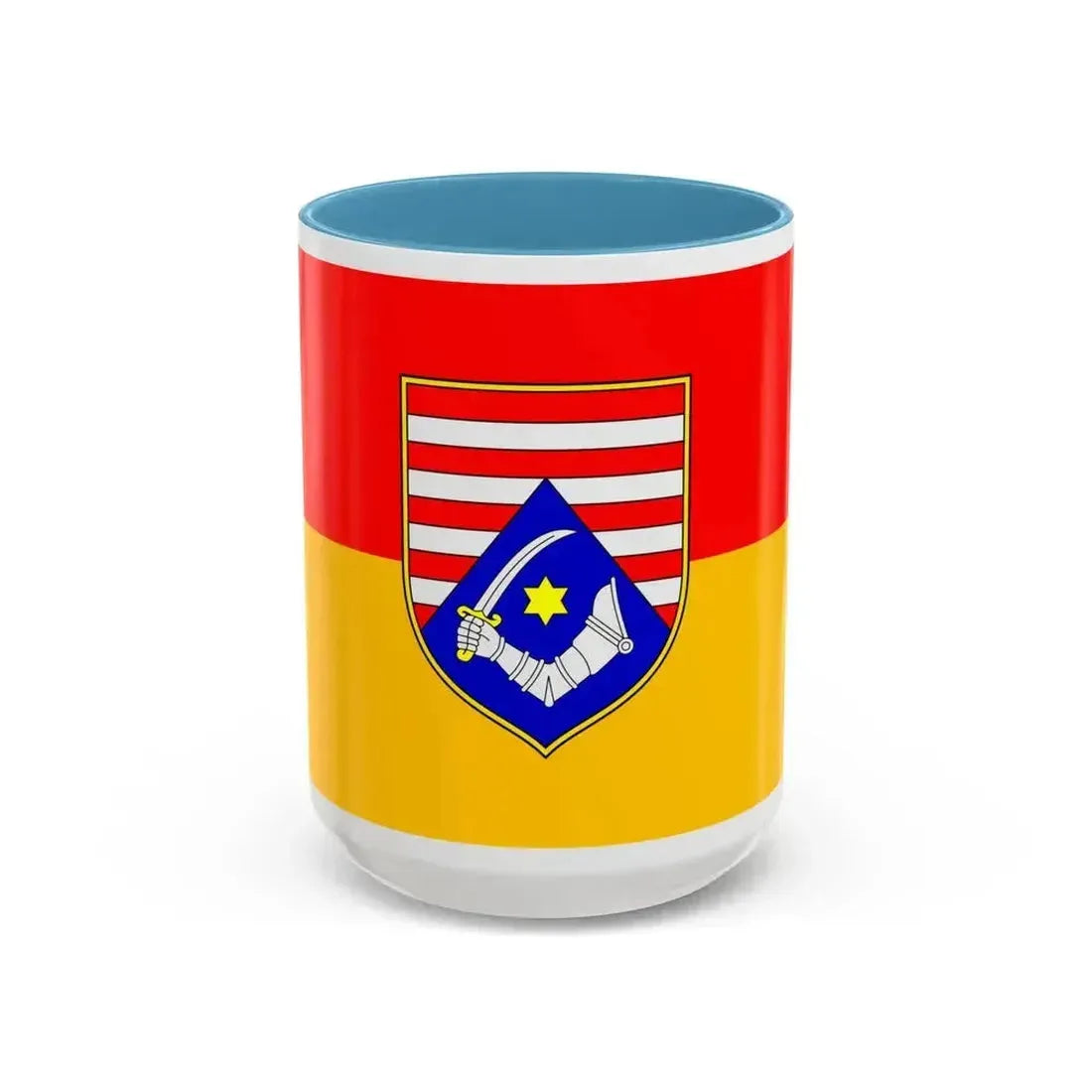 Flag of Karlovac County Croatia - Accent Coffee Mug 15oz Light Blue - Go Mug Yourself