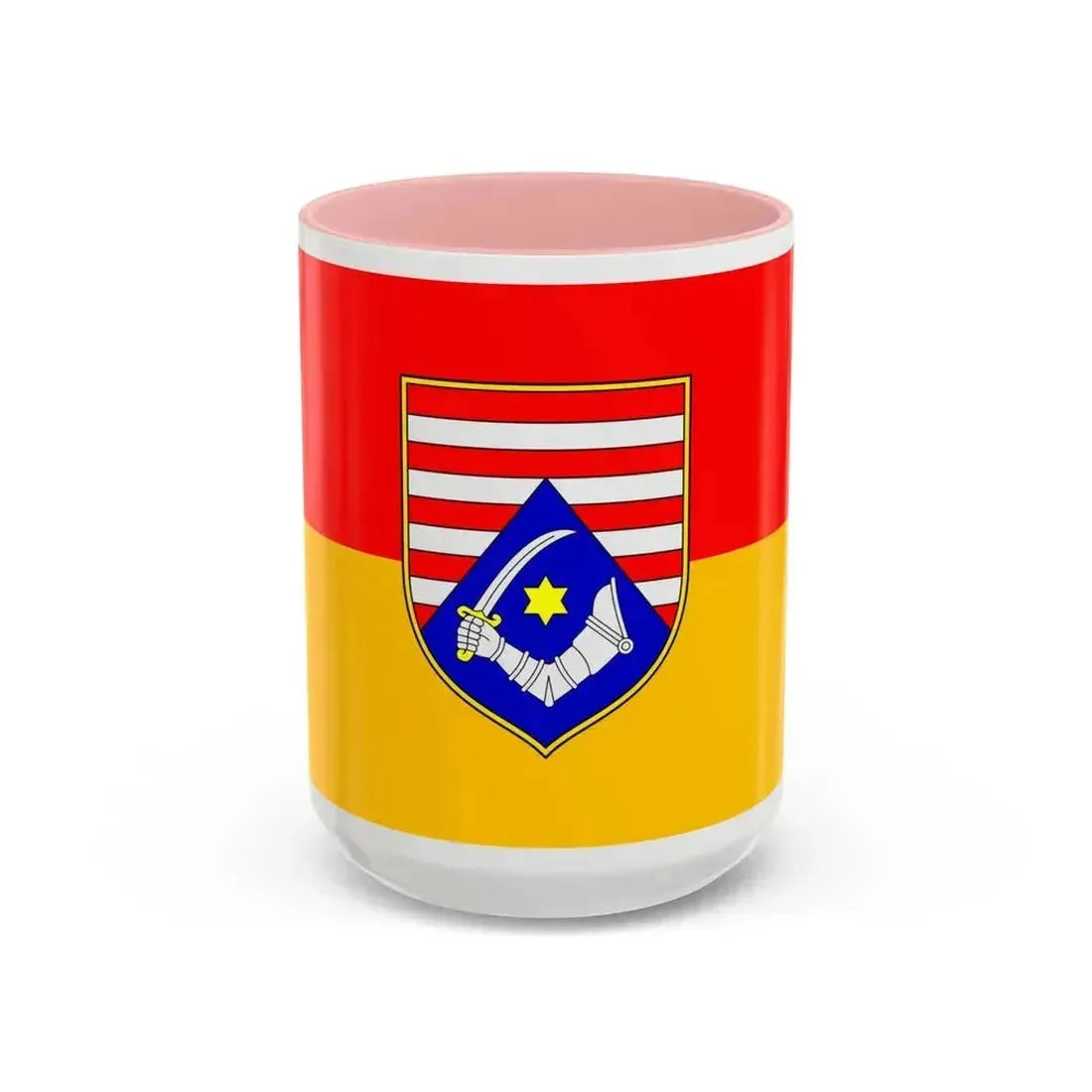 Flag of Karlovac County Croatia - Accent Coffee Mug 15oz Pink - Go Mug Yourself