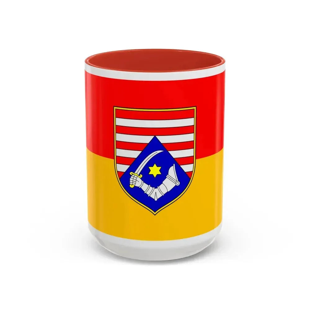 Flag of Karlovac County Croatia - Accent Coffee Mug 15oz Red - Go Mug Yourself