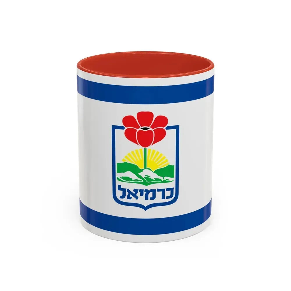 Flag of Karmiel Israel - Accent Coffee Mug 11oz Red - Go Mug Yourself