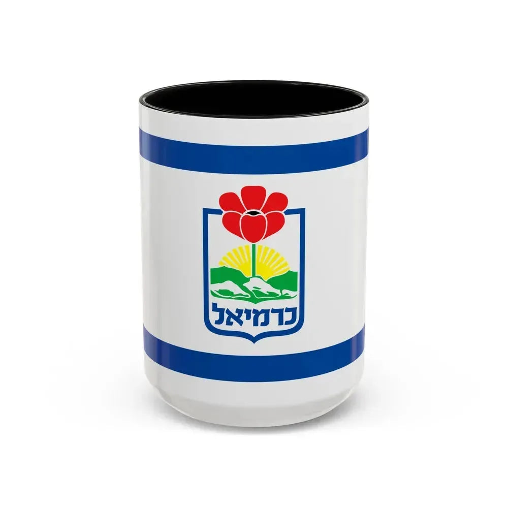 Flag of Karmiel Israel - Accent Coffee Mug 15oz Black - Go Mug Yourself