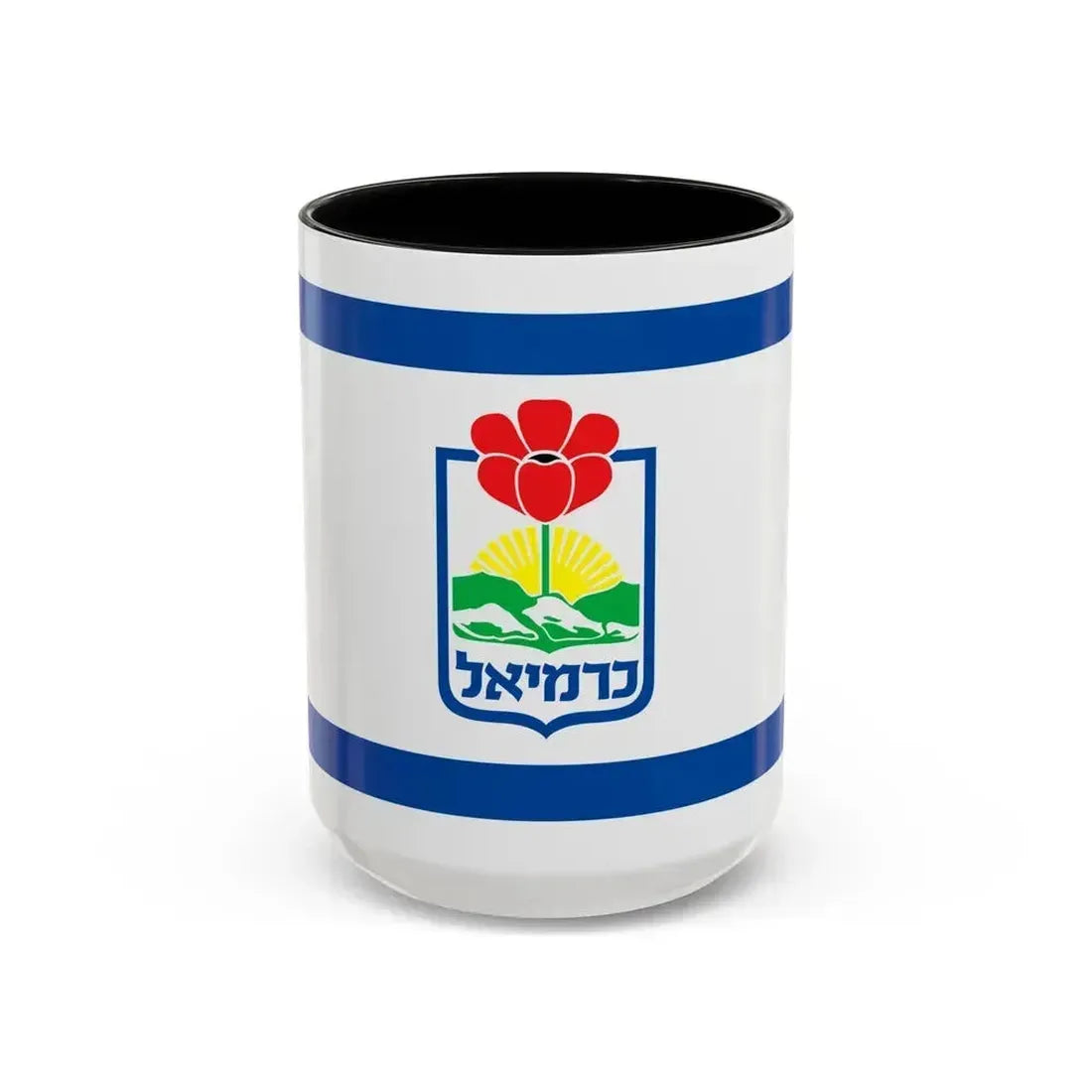 Flag of Karmiel Israel - Accent Coffee Mug 15oz Black - Go Mug Yourself