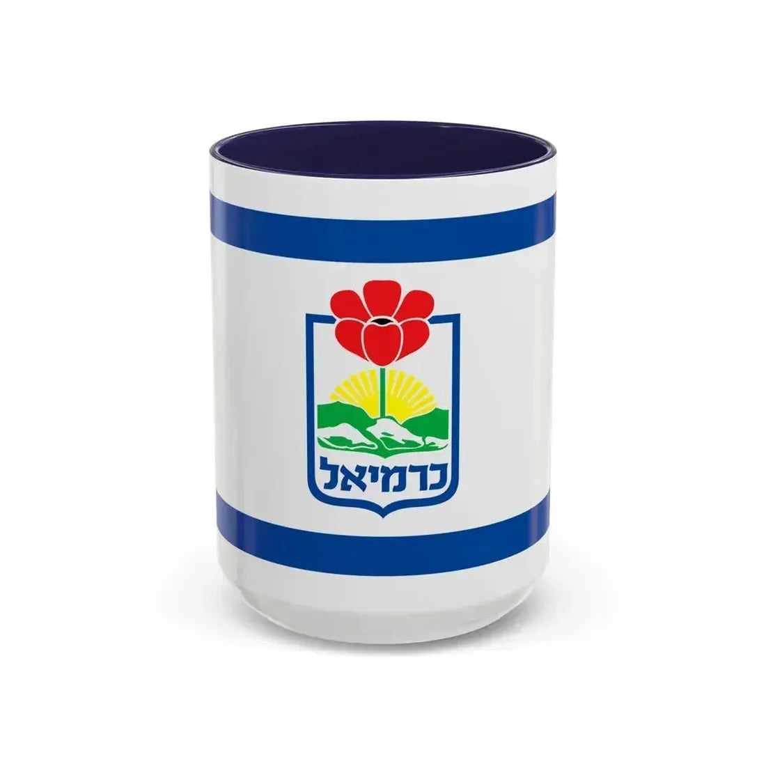 Flag of Karmiel Israel - Accent Coffee Mug 15oz Navy - Go Mug Yourself
