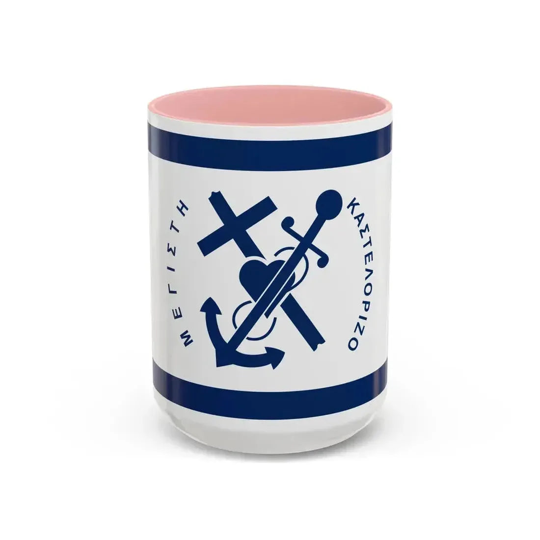 Flag of Kastellorizo Greece - Accent Coffee Mug 15oz Pink - Go Mug Yourself