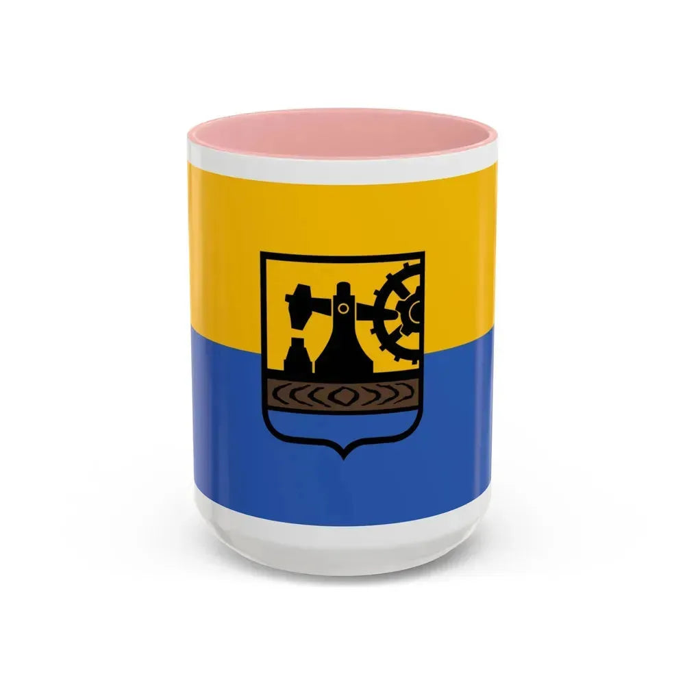 Flag of Katowice Poland - Accent Coffee Mug 15oz Pink - Go Mug Yourself
