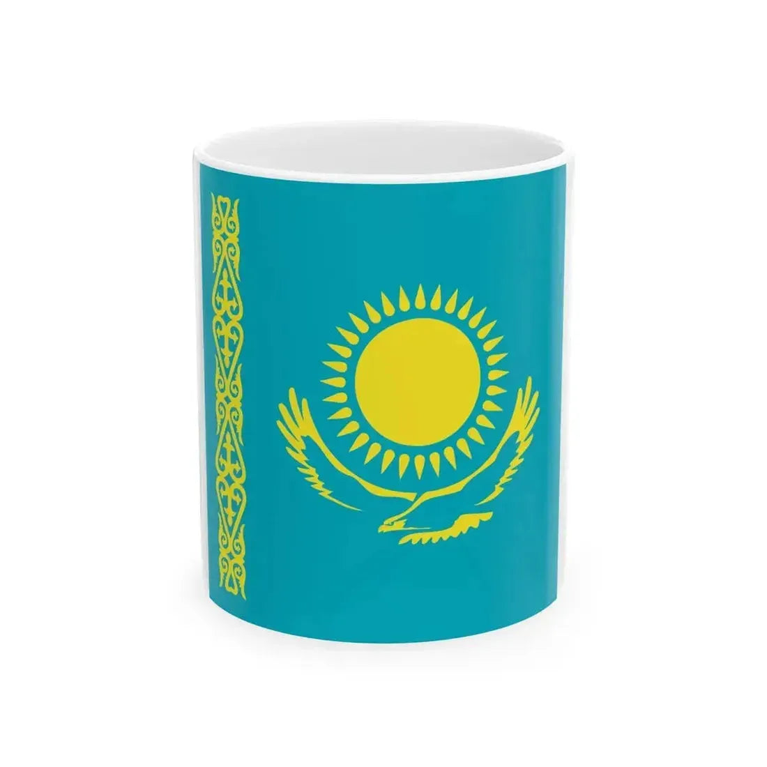 Flag of Kazakhstan 1-1 (Kazakhstan) White Coffee Mug 11oz - Go Mug Yourself
