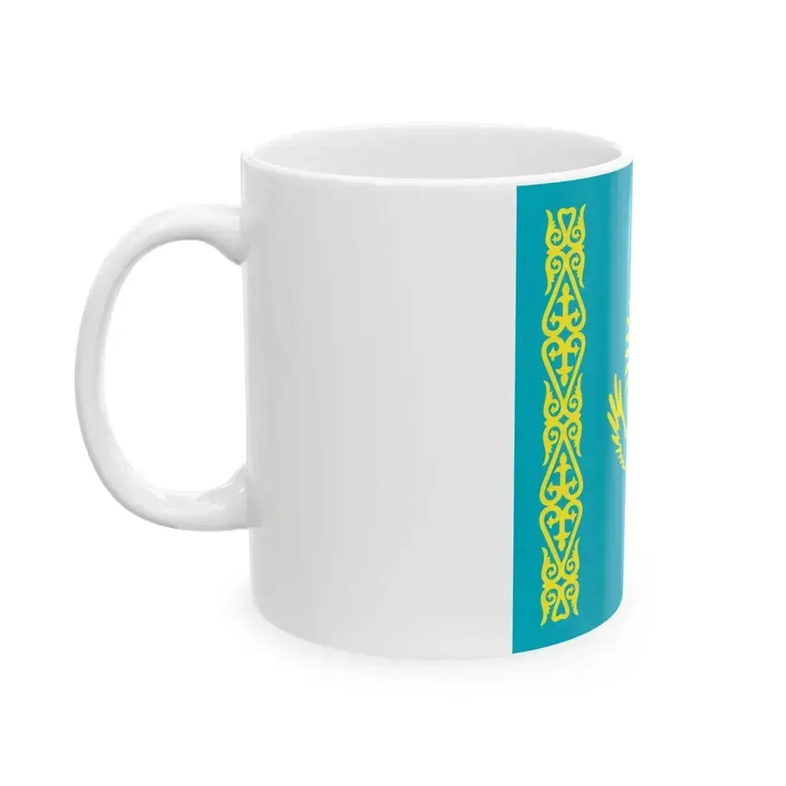 Flag of Kazakhstan 1-1 (Kazakhstan) White Coffee Mug - Go Mug Yourself