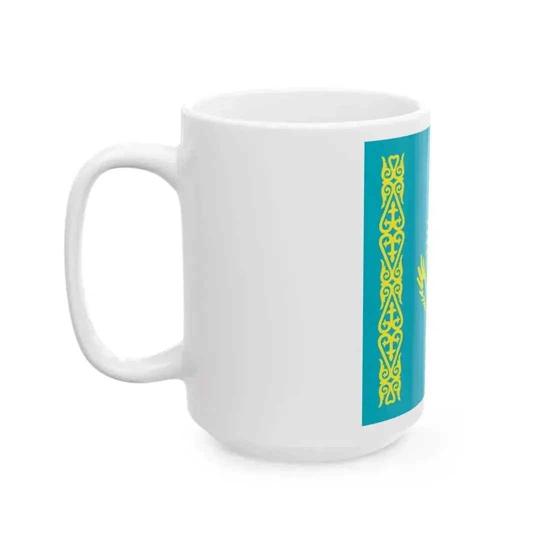Flag of Kazakhstan 1-1 (Kazakhstan) White Coffee Mug - Go Mug Yourself