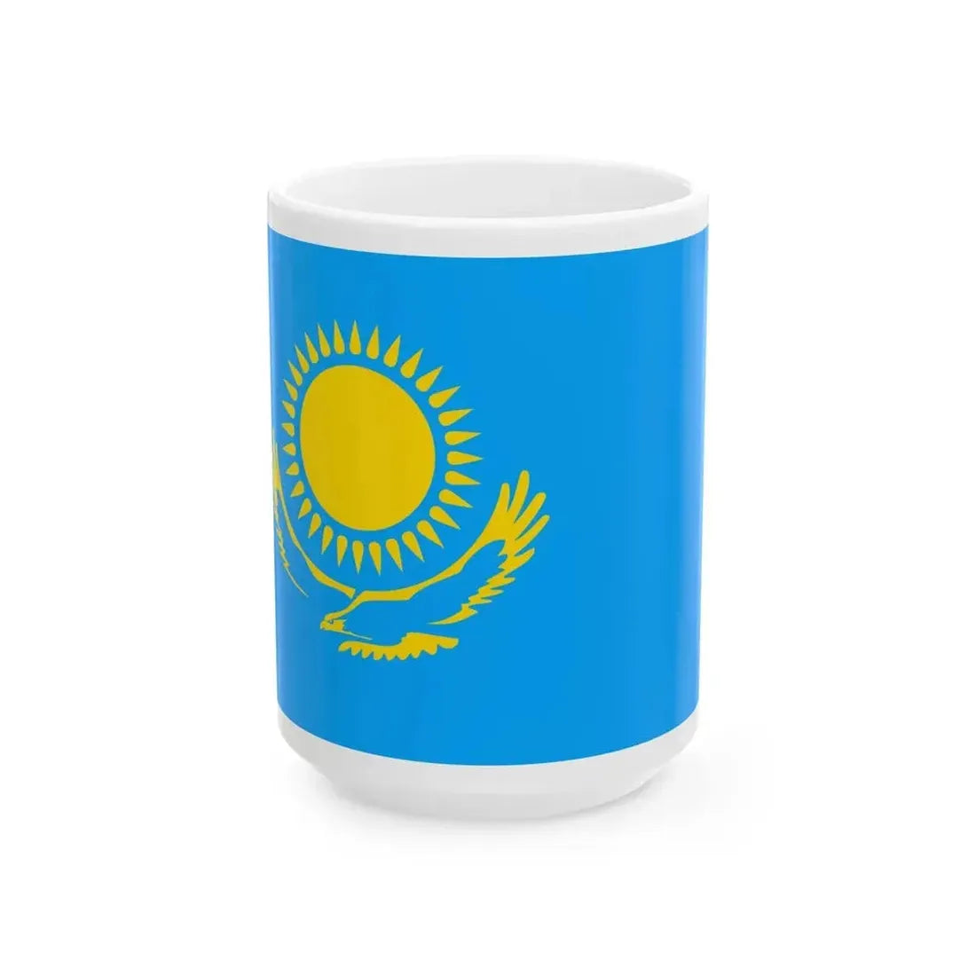 Flag of Kazakhstan 1992 (Kazakhstan) White Coffee Mug 15oz - Go Mug Yourself