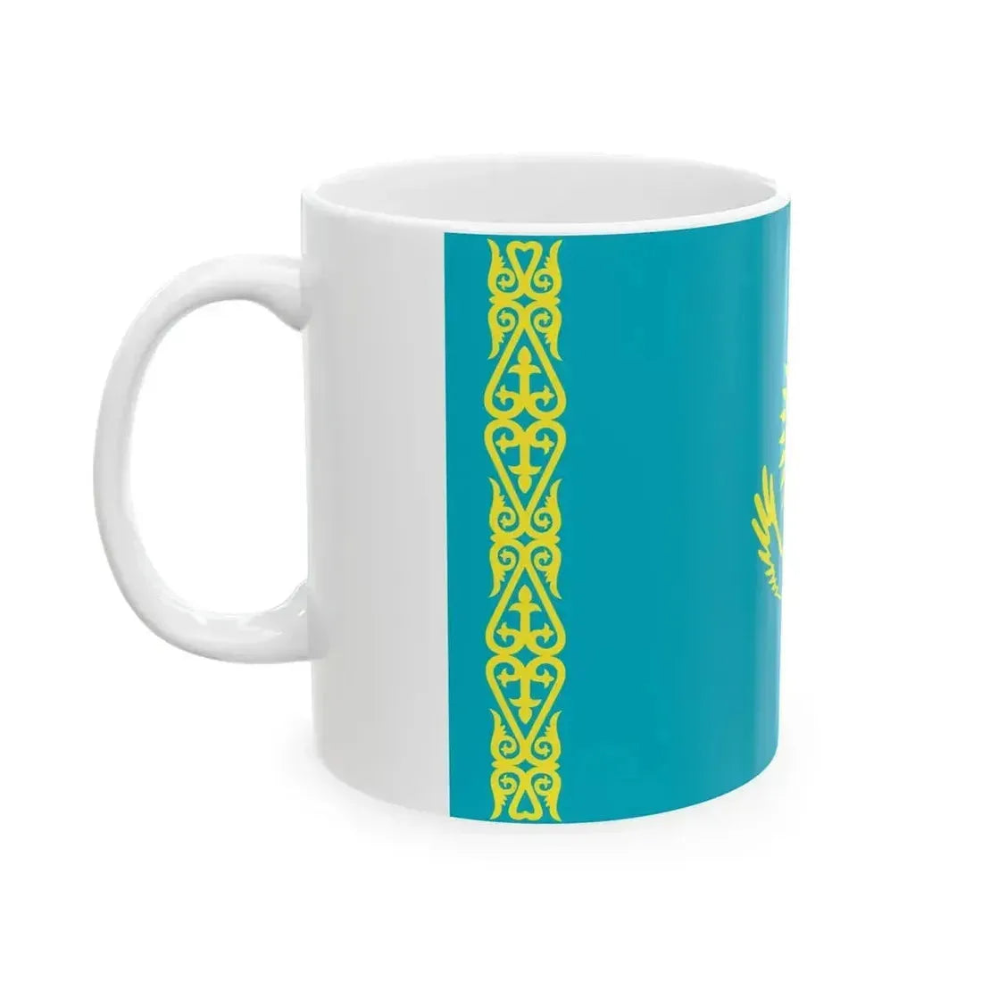 Flag of Kazakhstan 3-2 (Kazakhstan) White Coffee Mug - Go Mug Yourself