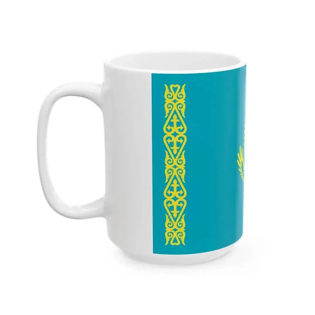 Flag of Kazakhstan 3-2 (Kazakhstan) White Coffee Mug - Go Mug Yourself