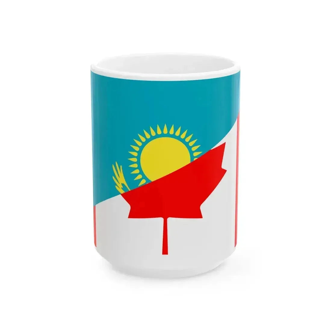 Flag of Kazakhstan and Canada (Canada) White Coffee Mug 15oz - Go Mug Yourself